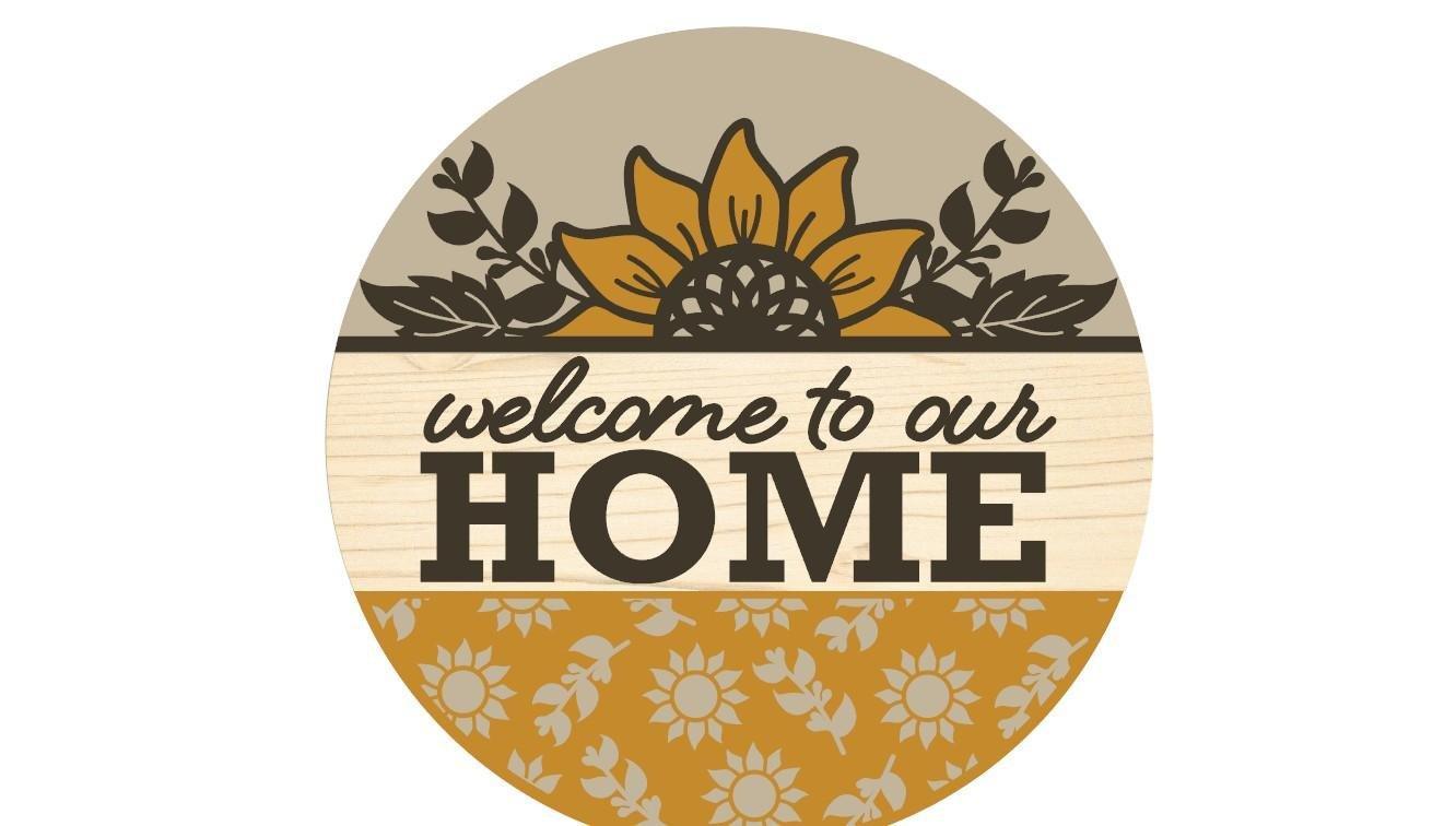 Sunflower Door Hanger, Welcome to our Home Front Door Decor DIY Wooden Blanks - RusticFarmhouseDecor