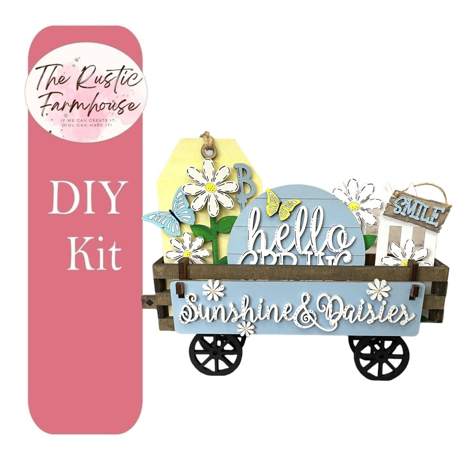 Sunshine & Daisies Interchangeable for Wagon or Raised Shelf Sitter DIY Kit - RusticFarmhouseDecor