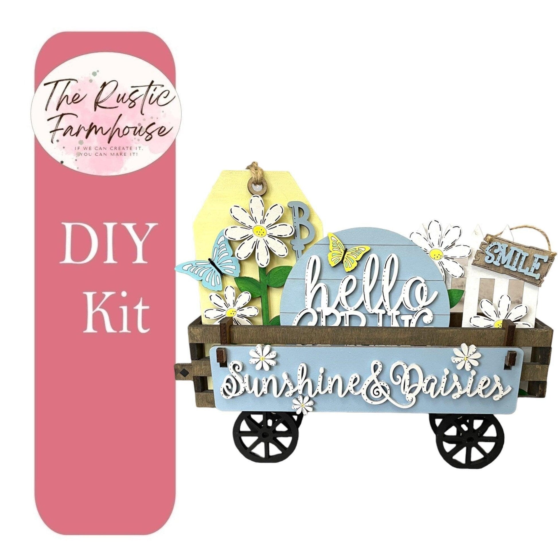 Sunshine & Daisies Interchangeable for Wagon or Raised Shelf Sitter DIY Kit - RusticFarmhouseDecor