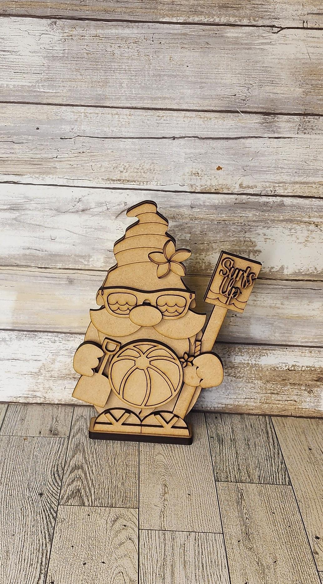 Surfs Up Gnome Shelf Sitter, DIY Gnome kit, Tiered Tray Decor - RusticFarmhouseDecor