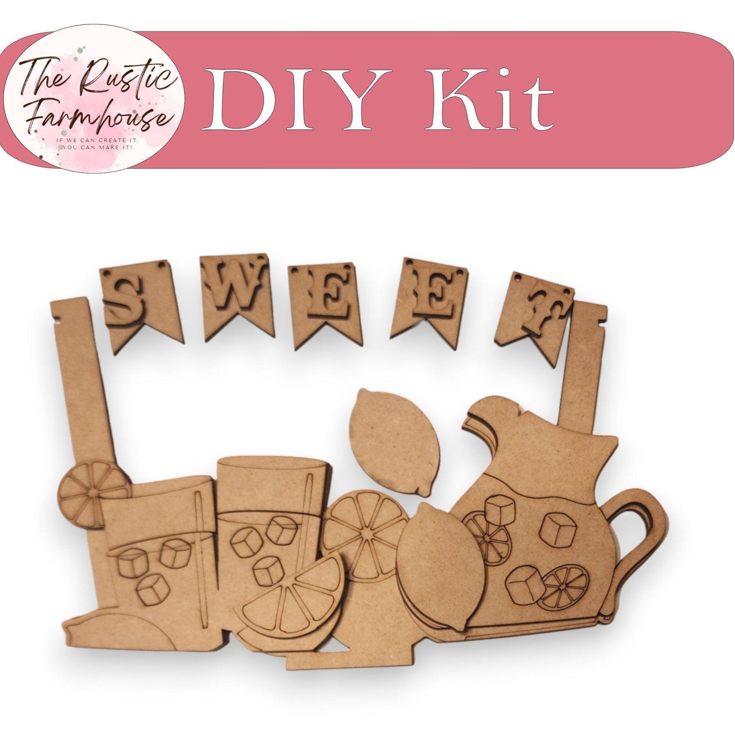 Sweet Lemonade for the Interchangeable Flower Basket Decor - Wood Blank for Painting - Inserts for Basket - RusticFarmhouseDecor
