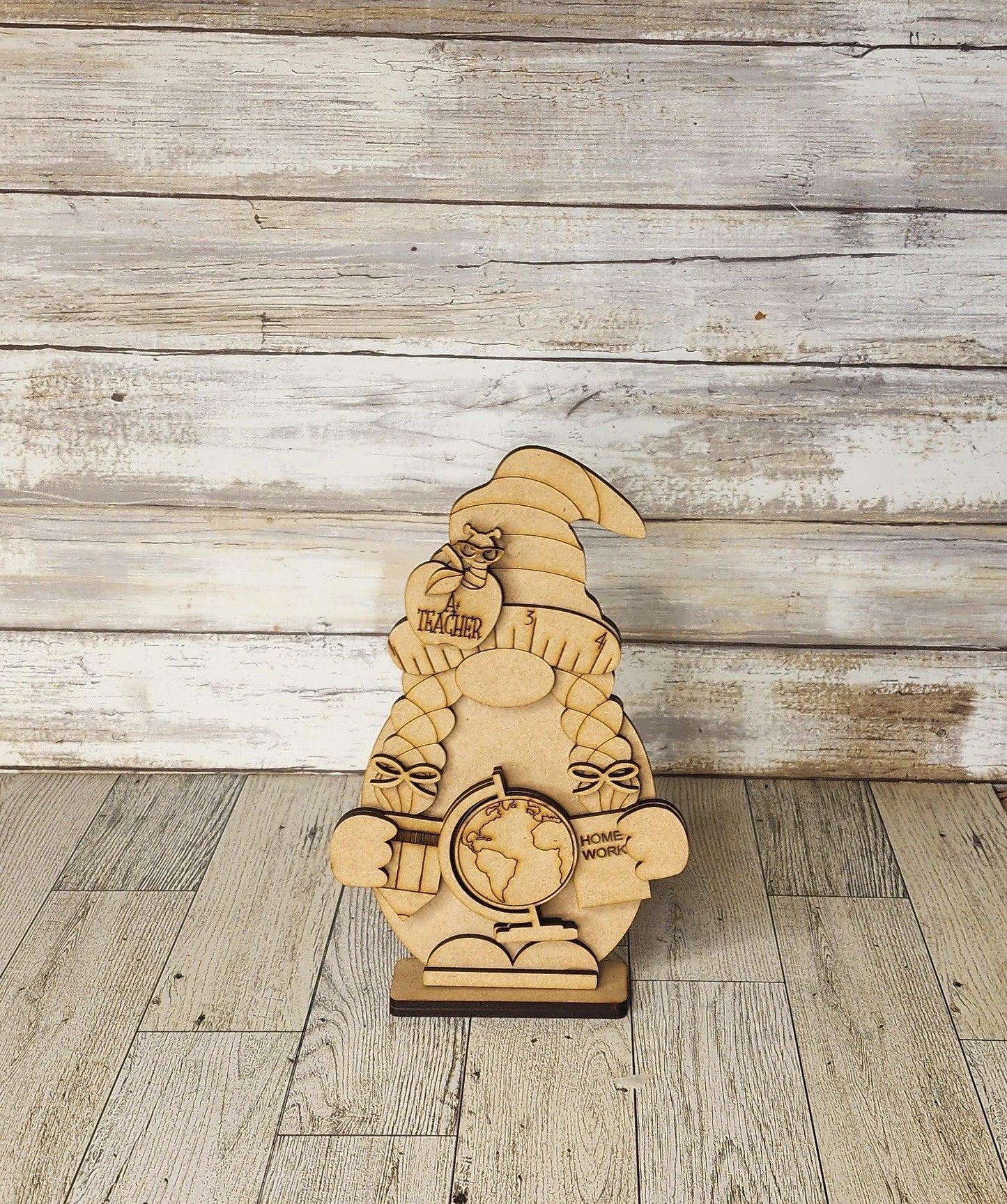 Teacher Gnome Shelf Sitter, DIY Gnome kit, Tiered Tray Decor - RusticFarmhouseDecor