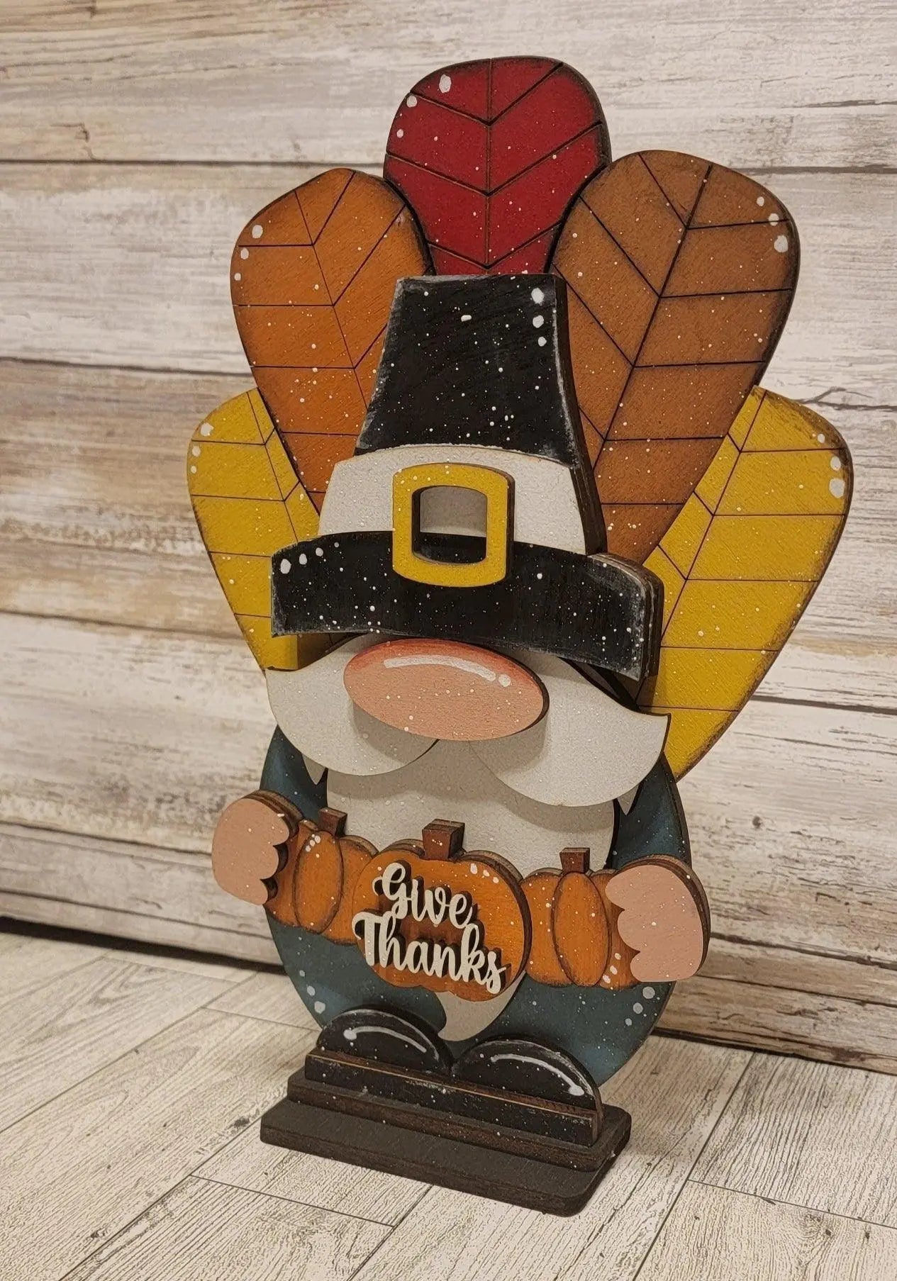 Thanksgiving Gnome Wood Kit, Thanksgiving Shelf Sitter, DIY Turkey Wood Gnome, Tiered Tray Decor DIY - RusticFarmhouseDecor