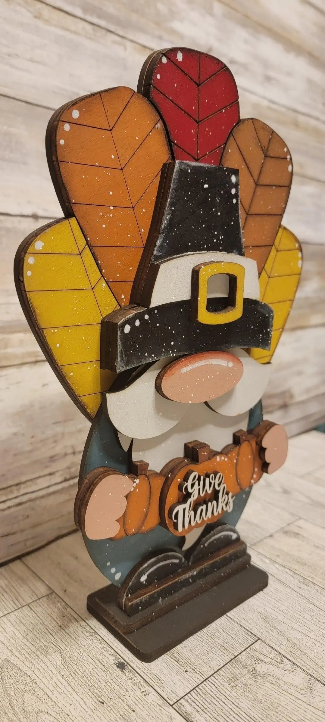 Thanksgiving Gnome Wood Kit, Thanksgiving Shelf Sitter, DIY Turkey Wood Gnome, Tiered Tray Decor DIY - RusticFarmhouseDecor