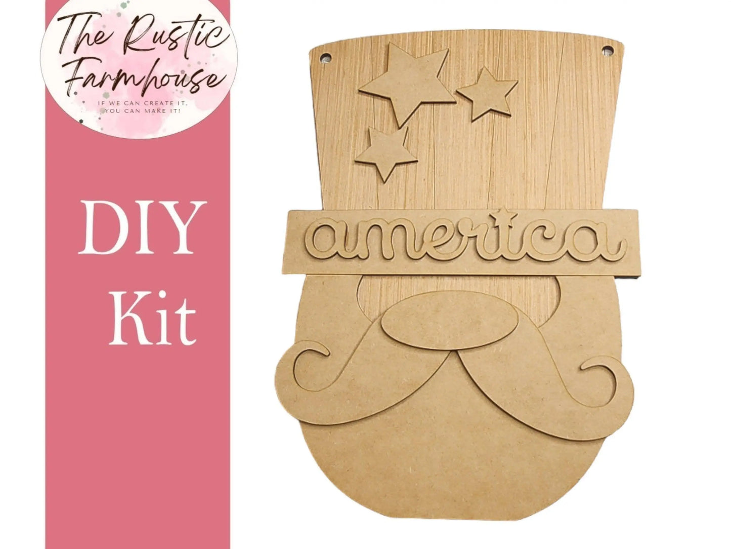Uncle Sam Door Hanger, Unfinished DIY Wood Kit, Blanks to Decorate Home Decor, DIY Door Hanger - RusticFarmhouseDecor