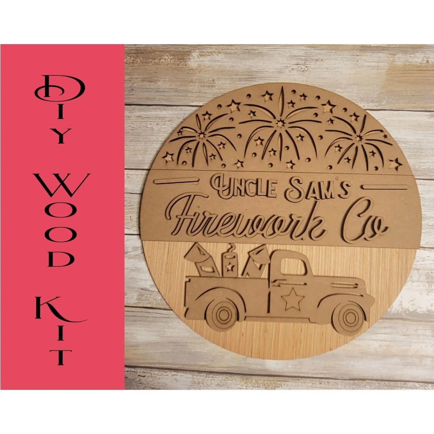 Uncle Sams Fireworks Door Hanger - RusticFarmhouseDecor