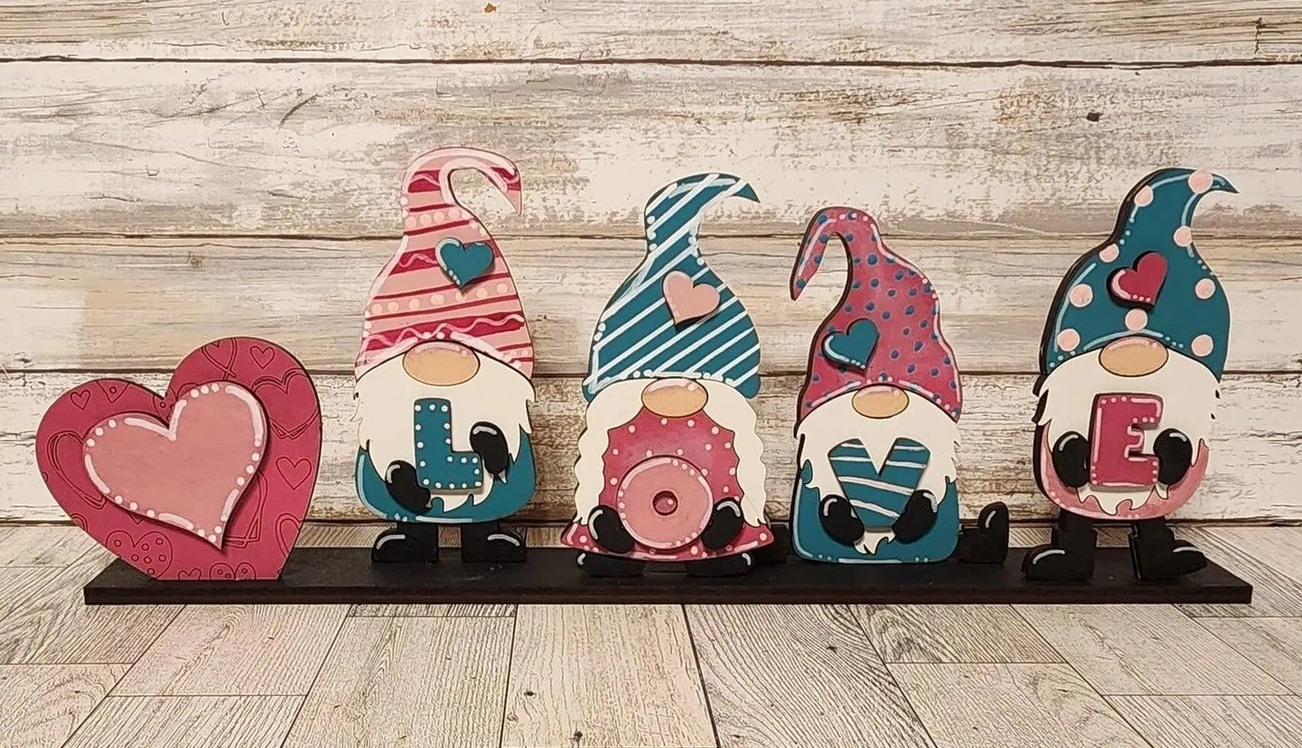 Valentine Gnomes, Standing Gnomes, Love Gnome, Shelf Sitter Gnomes, Tiered Tray Decor - RusticFarmhouseDecor