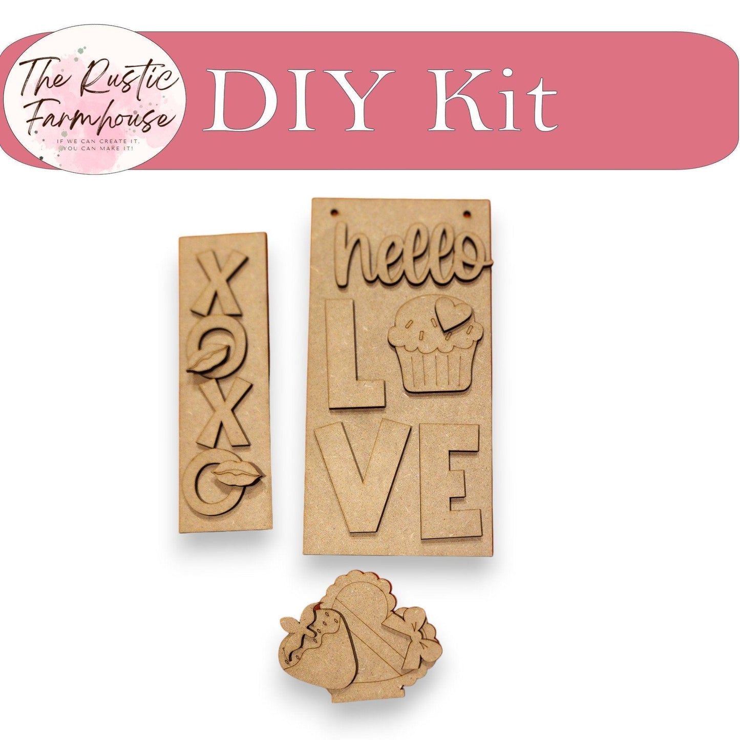 Valentine's Day Hello Love Interchangeable Signs with Insert - Mini Interchangeable Posts - RusticFarmhouseDecor