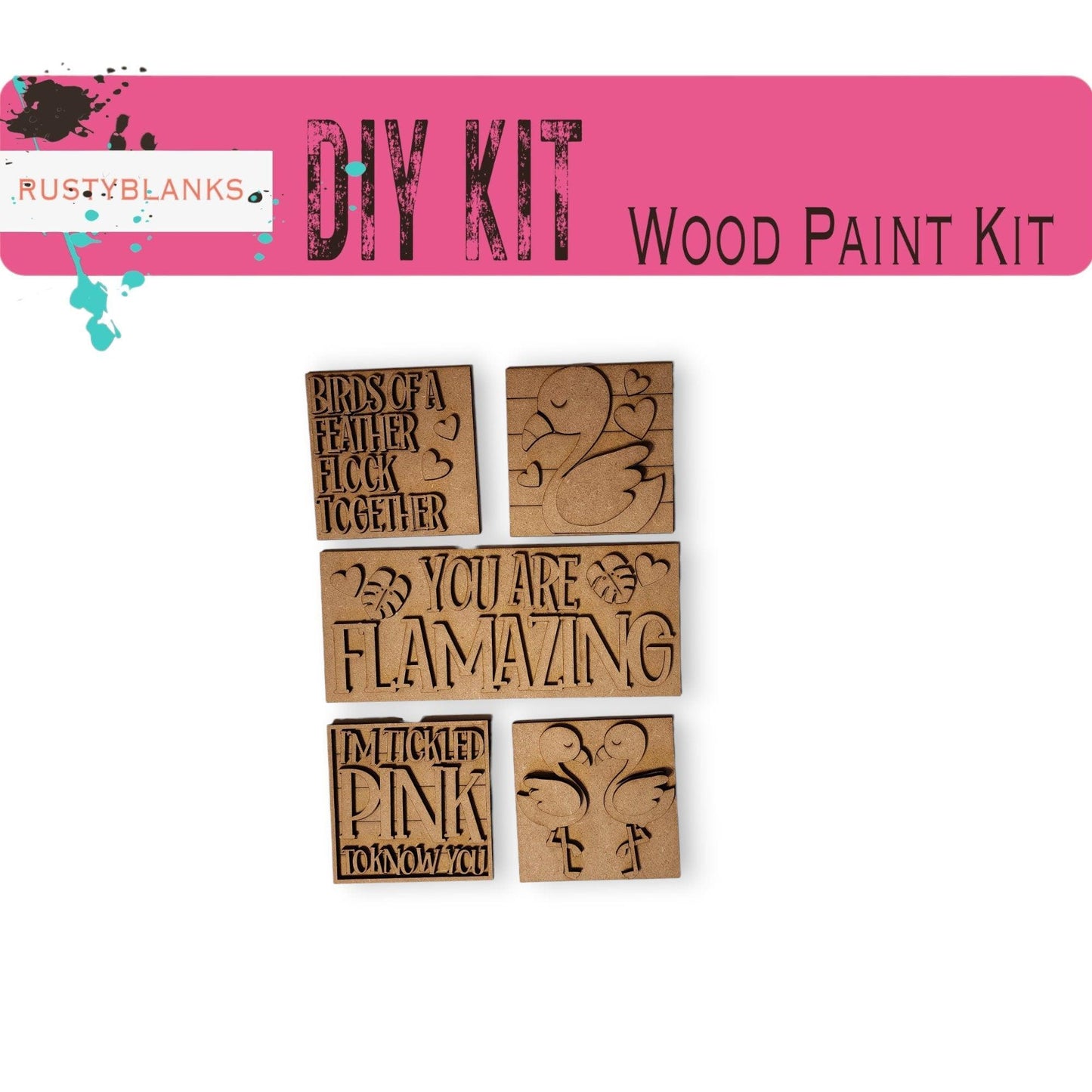 Valentine's Interchangeable Flamingo Tiles for leaning ladders or Shelf Sitters - RusticFarmhouseDecor