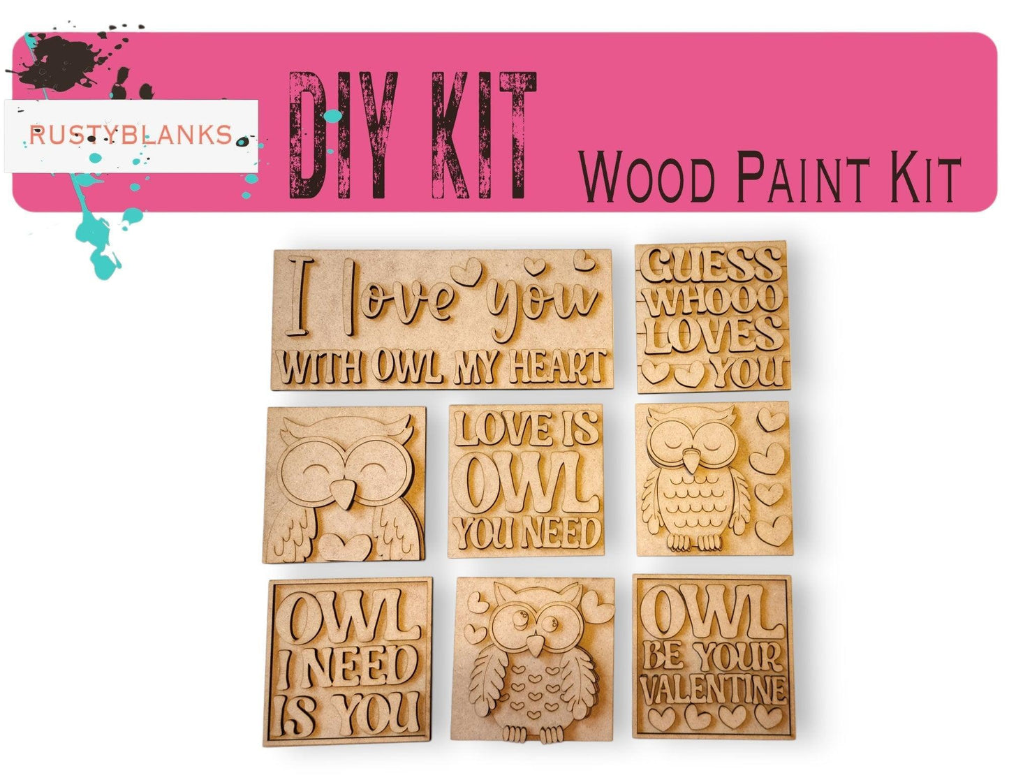 Valentine's Interchangeable Owl Love You Tiles for leaning ladders or Shelf Sitters - RusticFarmhouseDecor