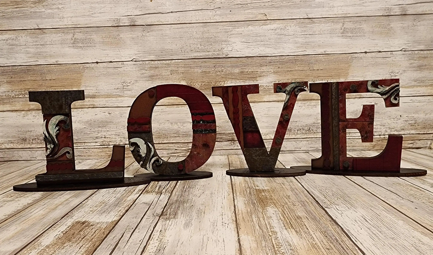 Valentine's LOVE Vintage Standing Letters - RusticFarmhouseDecor