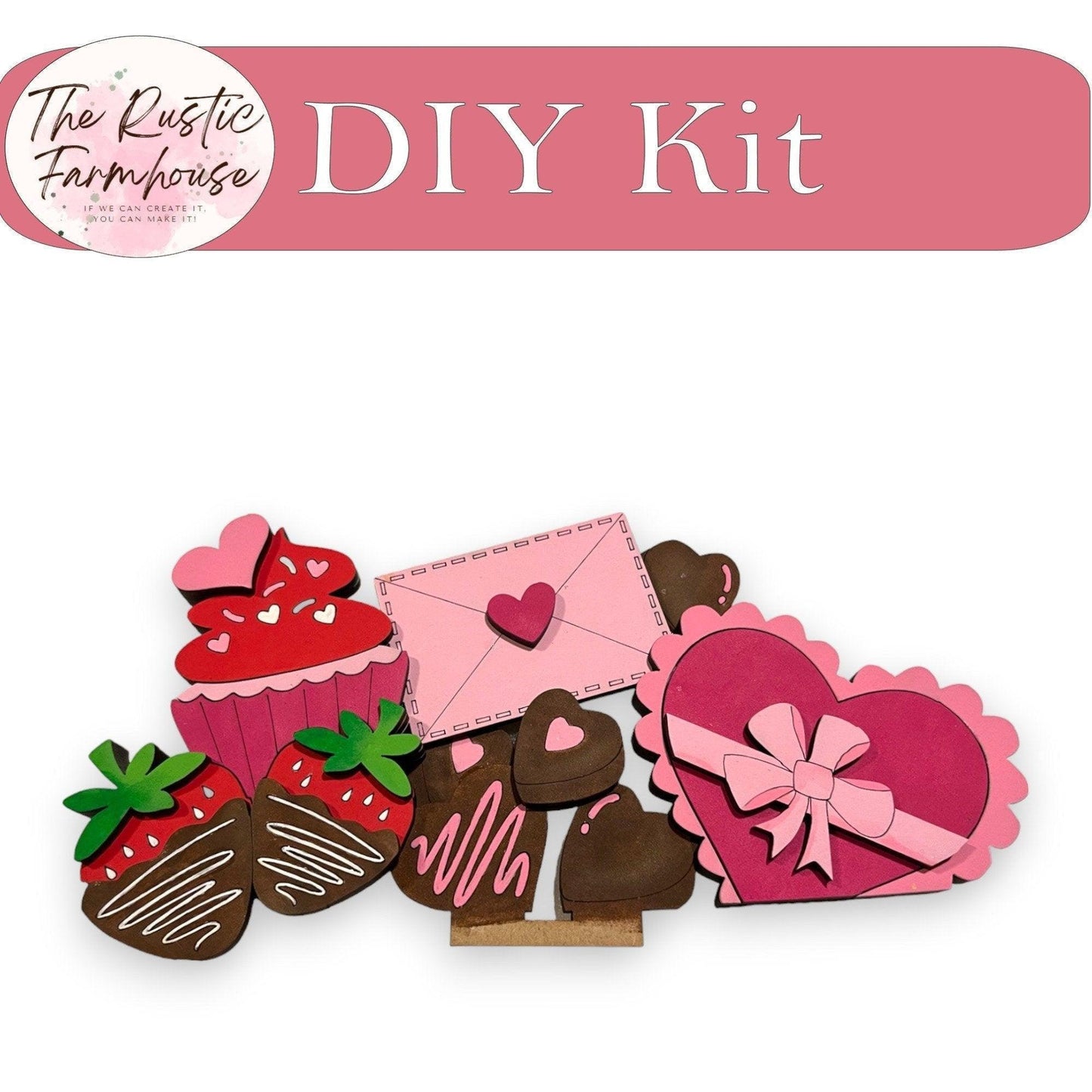 Valentine Sweets for the Interchangeable Flower Basket Decor, Wood Blank for Painting, Inserts for Basket - RusticFarmhouseDecor