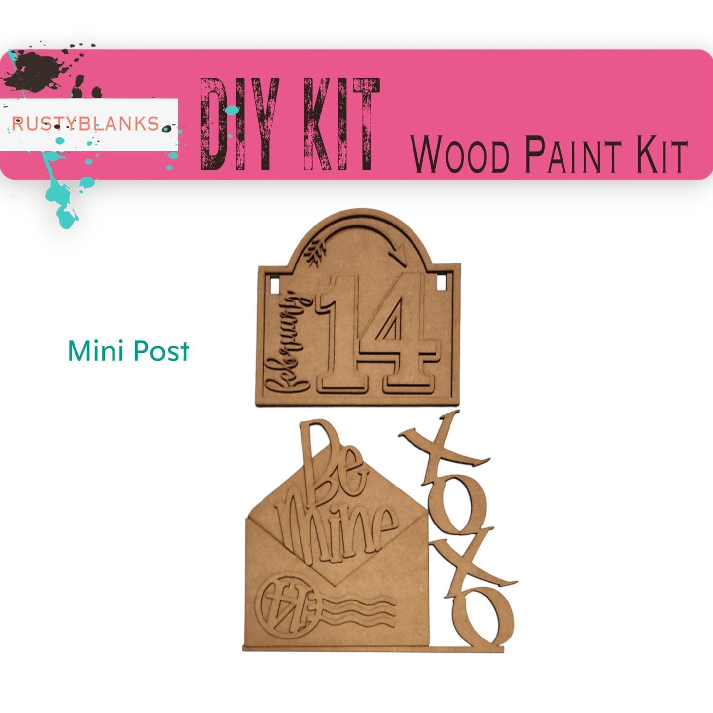 Valentines February 14th Signs and insert for our Mini Interchangeable Posts - RusticFarmhouseDecor