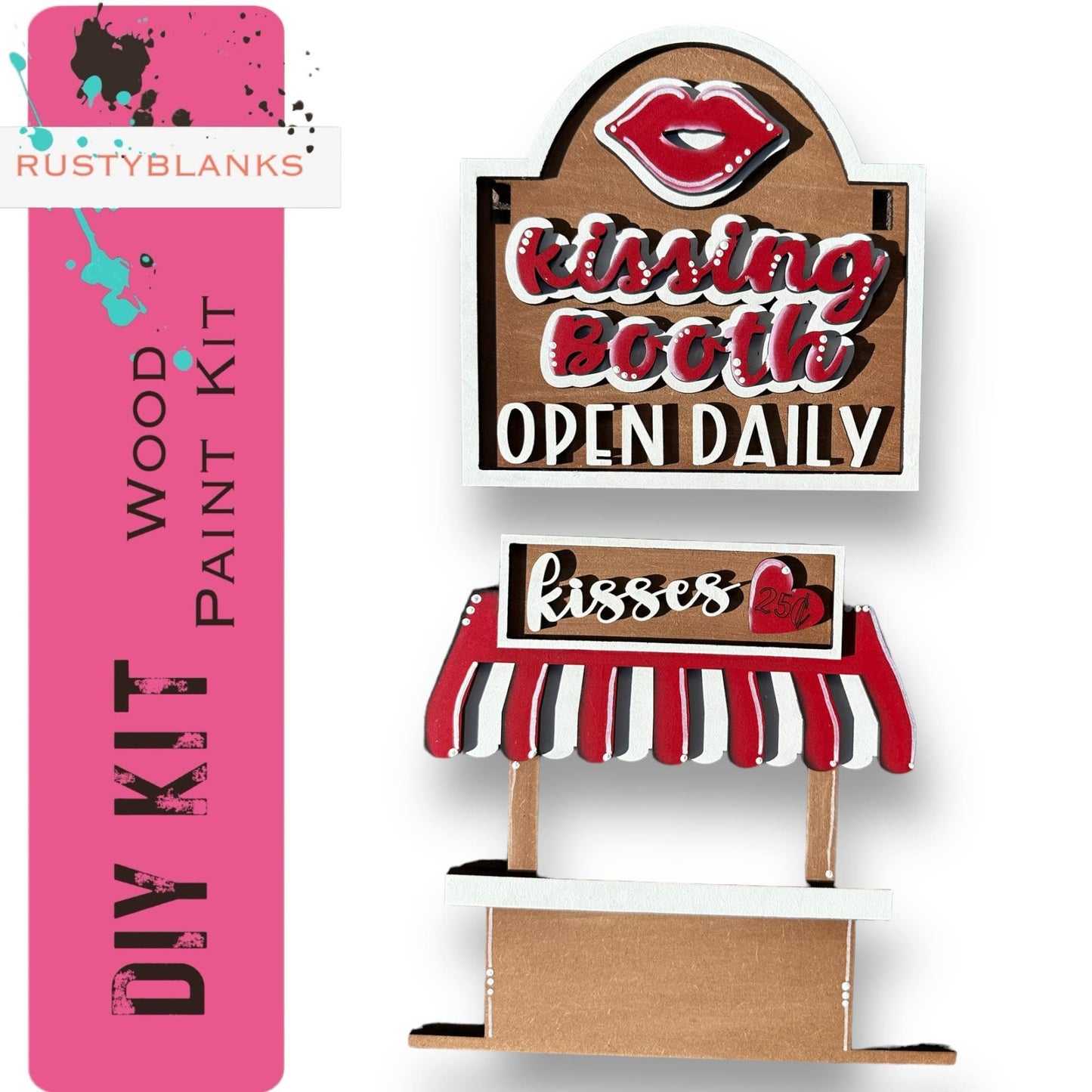Valentines Kissing Booth Signs and insert for our Mini Interchangeable Posts - RusticFarmhouseDecor
