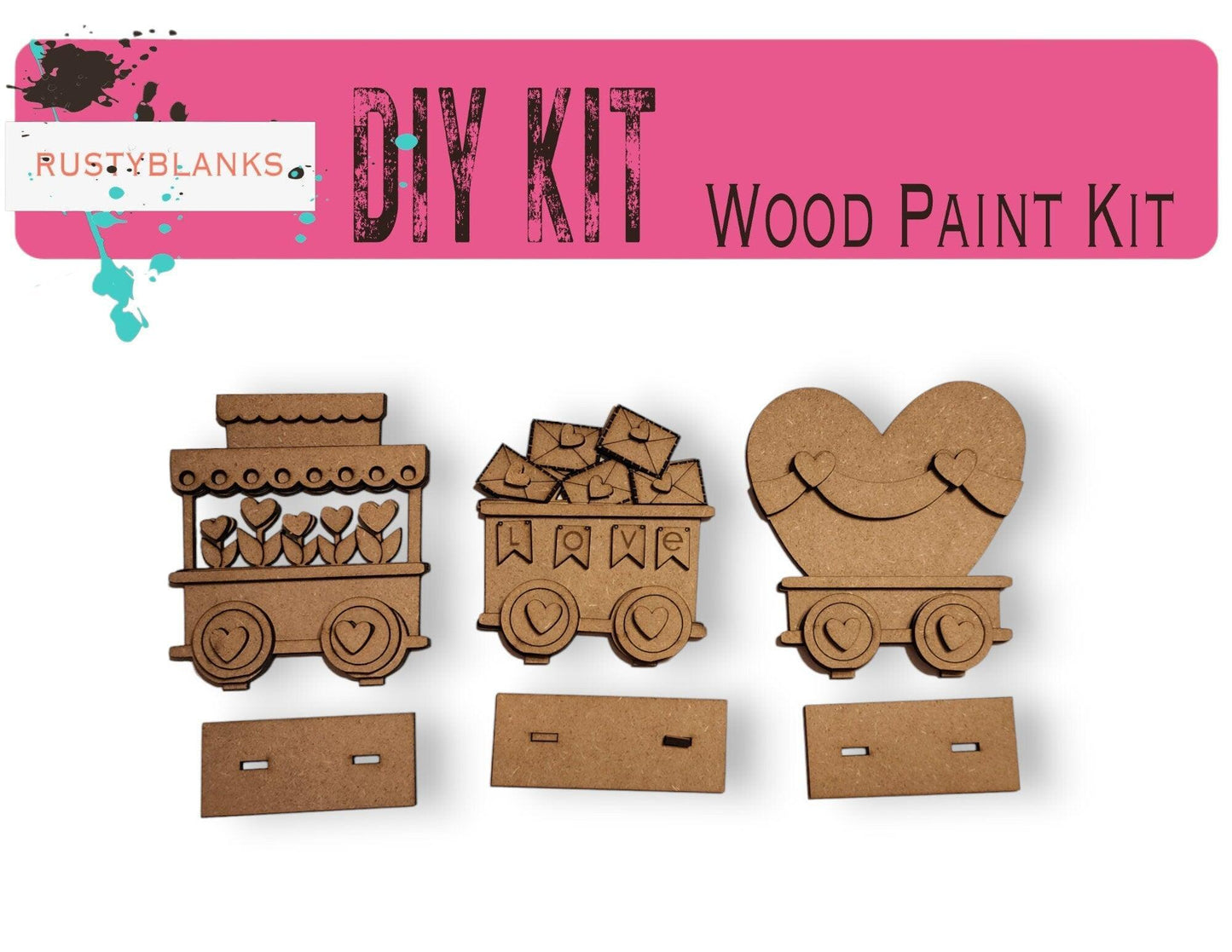 Valentines Standing Train - DIY Wood Blank Paint Kit - RusticFarmhouseDecor