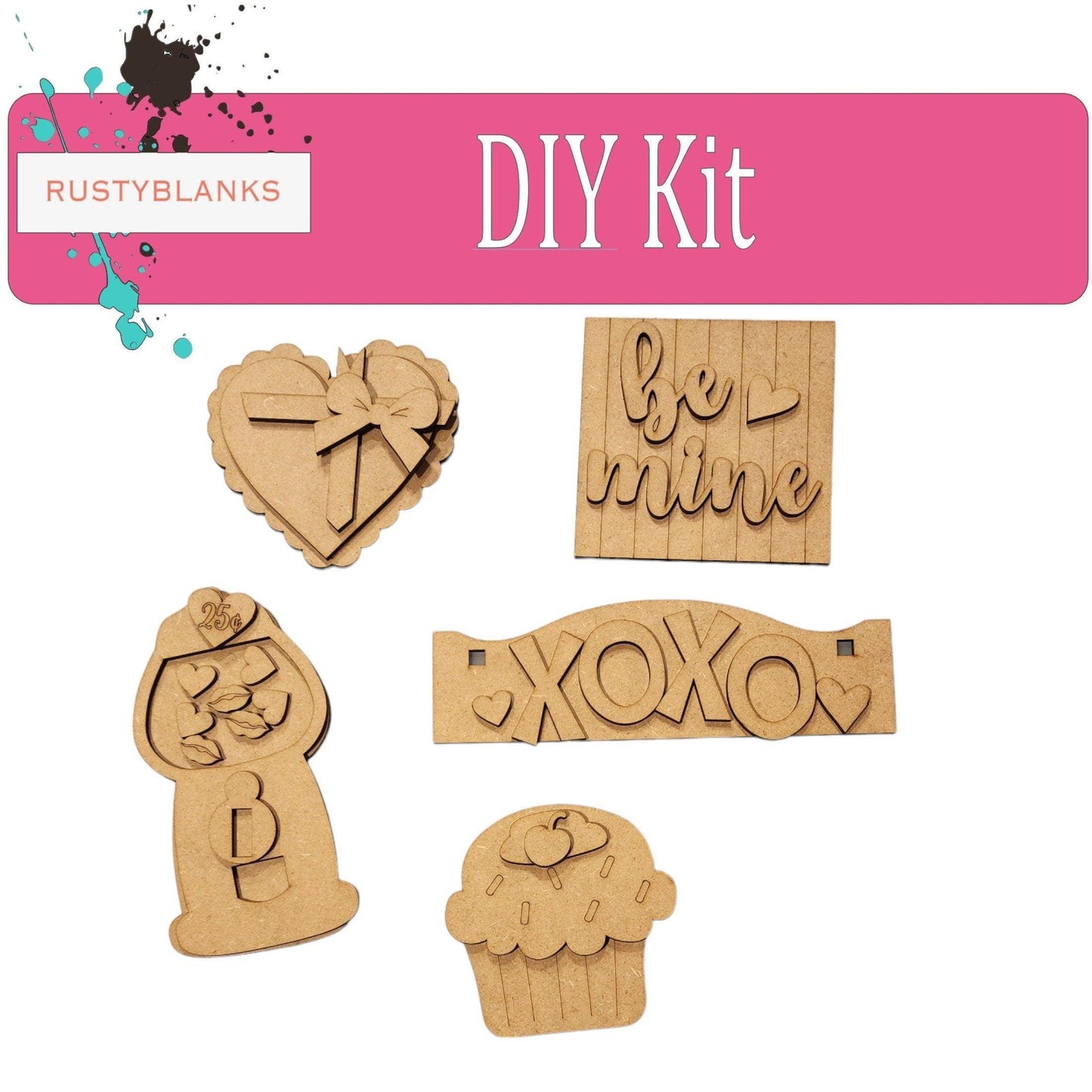 Valentines XOXO insert - Interchangeable House or Tiered Tray Decor - RusticFarmhouseDecor