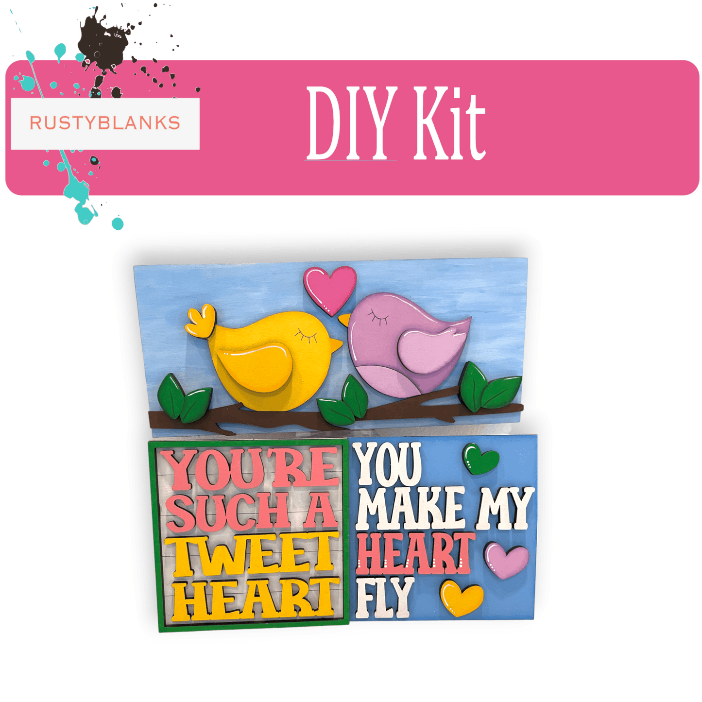 Valetine's Interchangeable Love Birds Tiles for leaning ladders or Shelf Sitters - RusticFarmhouseDecor