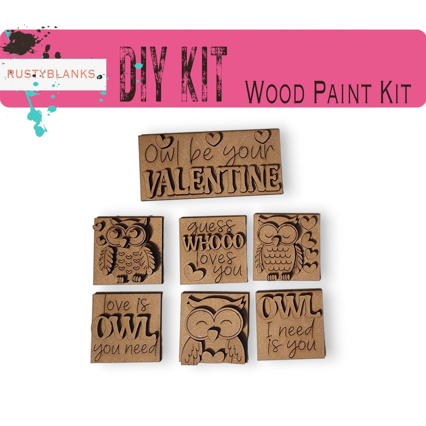Valetine's Interchangeable Owl Love you Mini Tiles for leaning ladders or Shelf Sitters - RusticFarmhouseDecor