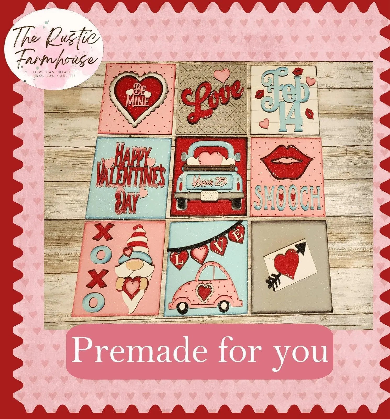 Valetine's Interchangeable Tiles for leaning ladders or Shelf Sitters - RusticFarmhouseDecor