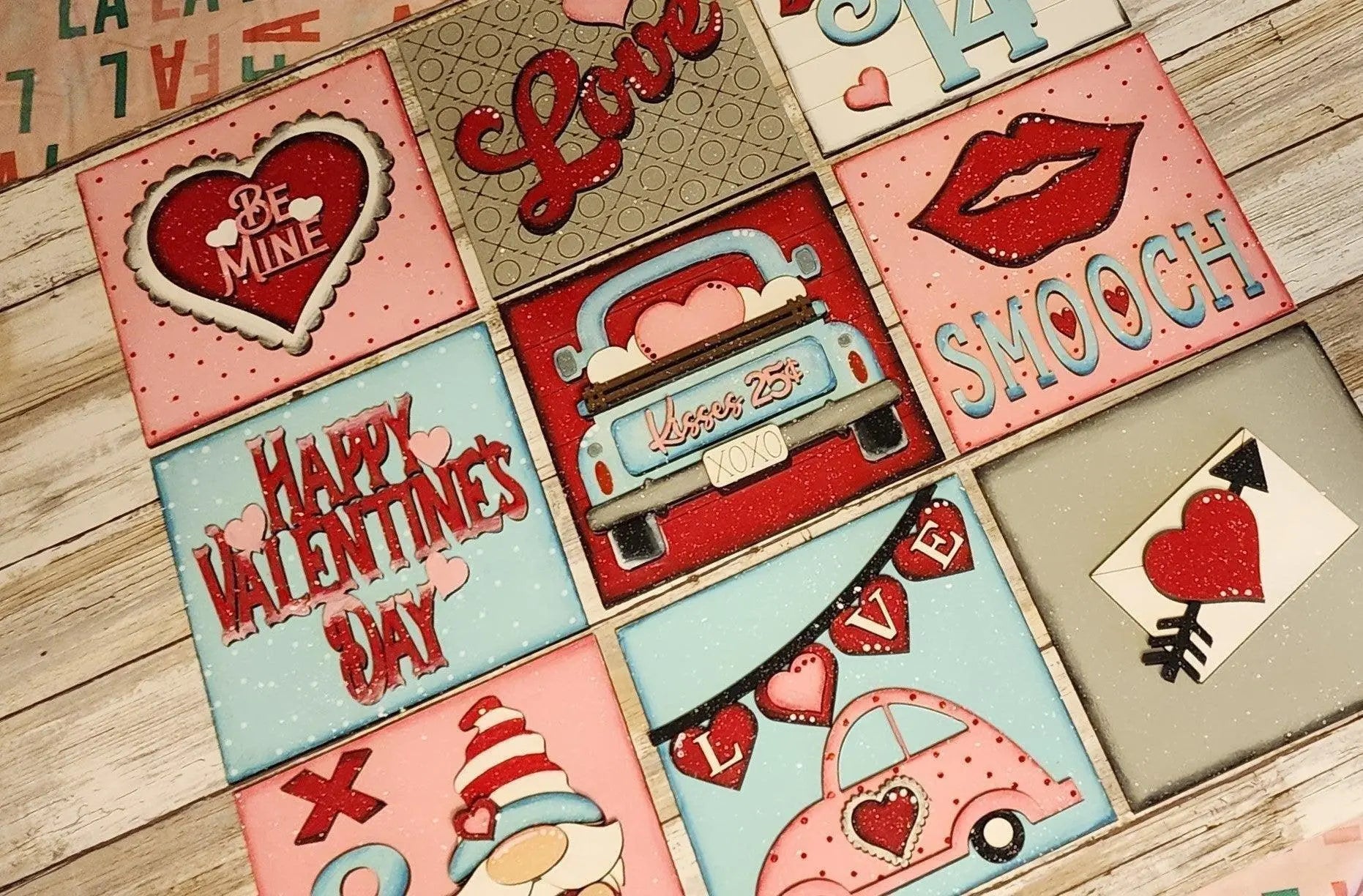 Valetine's Interchangeable Tiles for leaning ladders or Shelf Sitters - RusticFarmhouseDecor