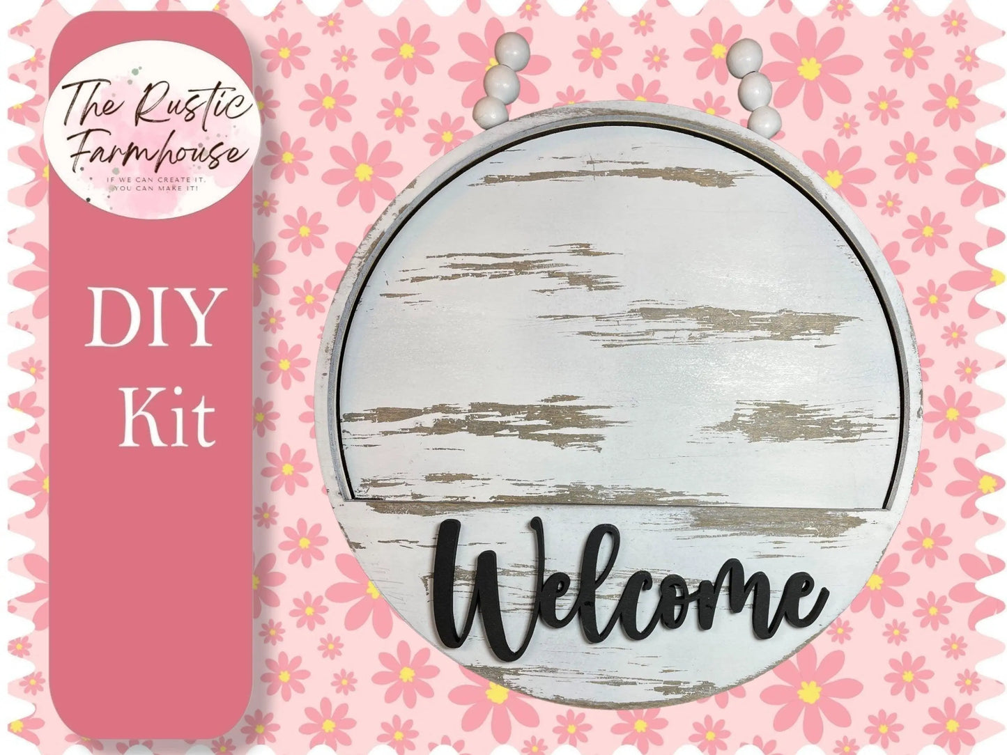 Welcome Sign with interchangeable inserts, DIYFront Door Decor, 11 inch Round Door hanger, DIY Interchangeable Door Hanger, Welcome Door Hanger - RusticFarmhouseDecor