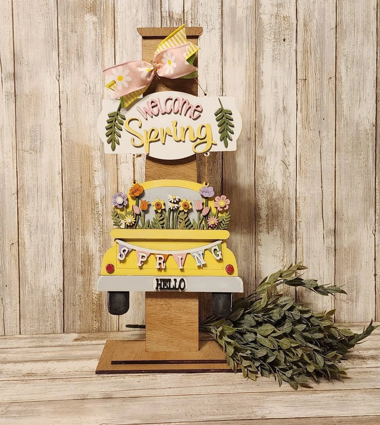 Welcome Spring Truck Door Hanger, Unfinished DIY Wood Kit, Blanks to Decorate Home Decor, DIY Door Hanger - RusticFarmhouseDecor