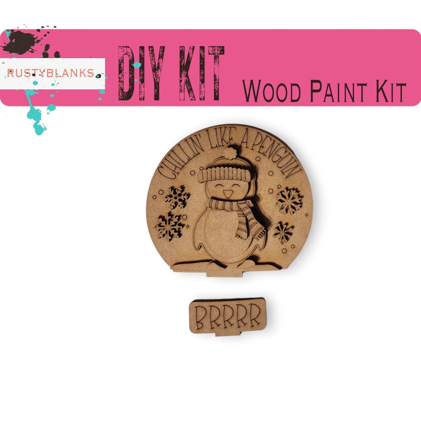 Winter Penguin Insert for Snow Globe DIY Interchangeable Decor, Wood Paint Kit, Interchangealbe Snow Globe - RusticFarmhouseDecor