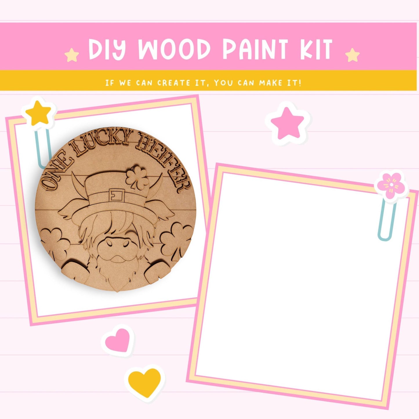 a wooden craft kit with a picture of a cat