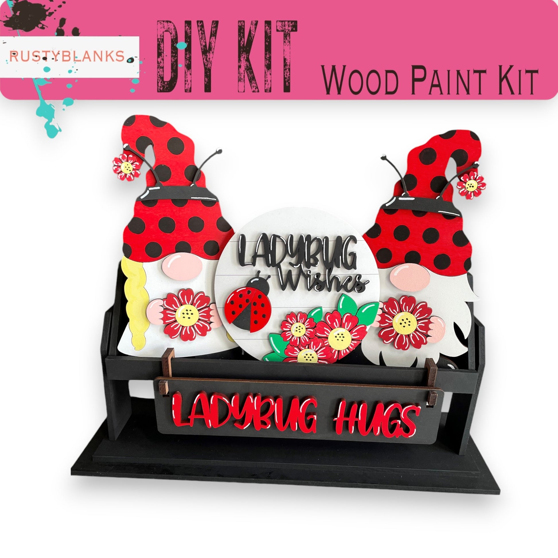 a lady bug themed wood paint kit