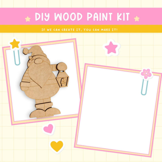 a wooden cutout of a cartoon character