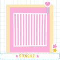 The image is a pink and yellow square with a heart-shaped object on the right side.