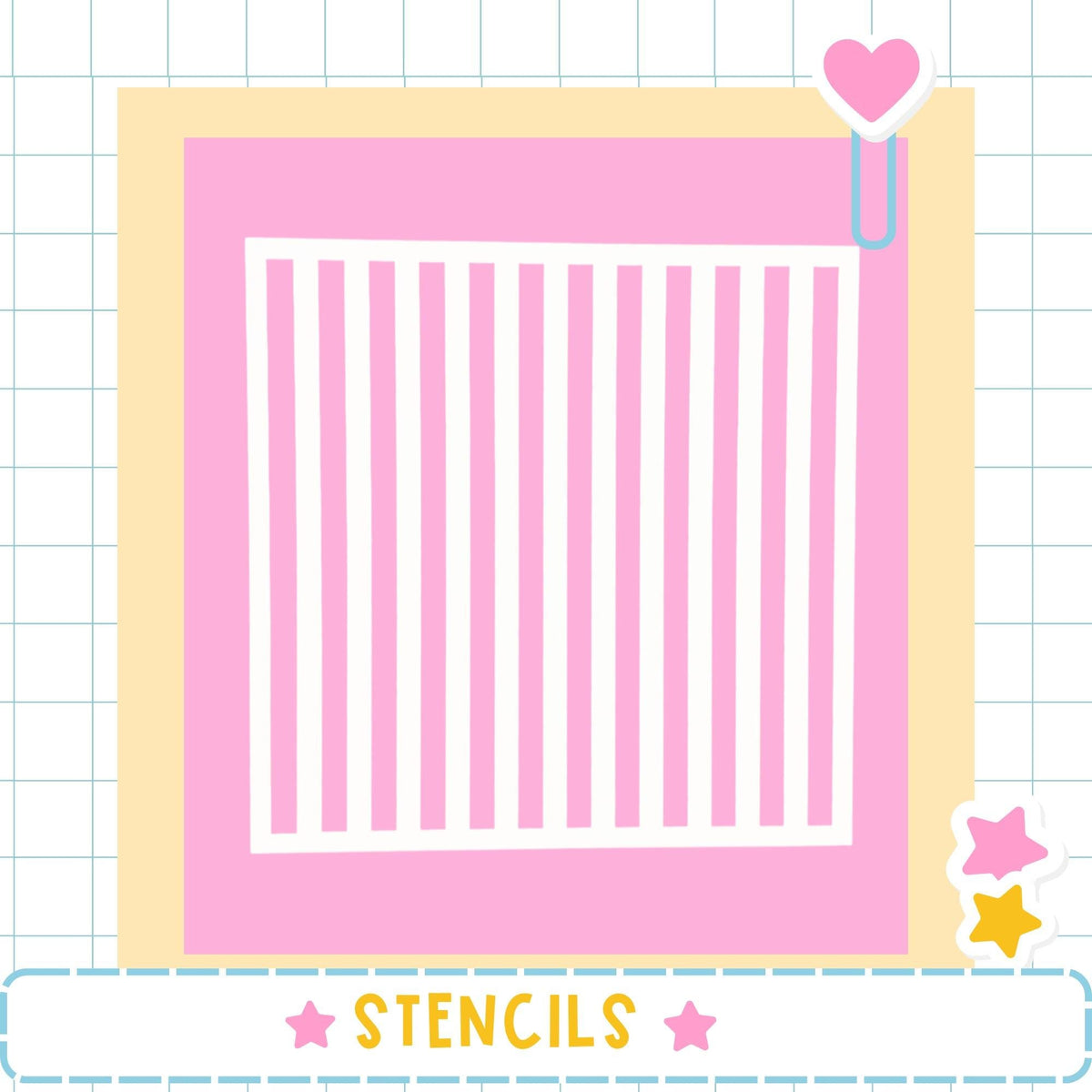 The image is a pink and yellow square with a heart-shaped object on the right side.