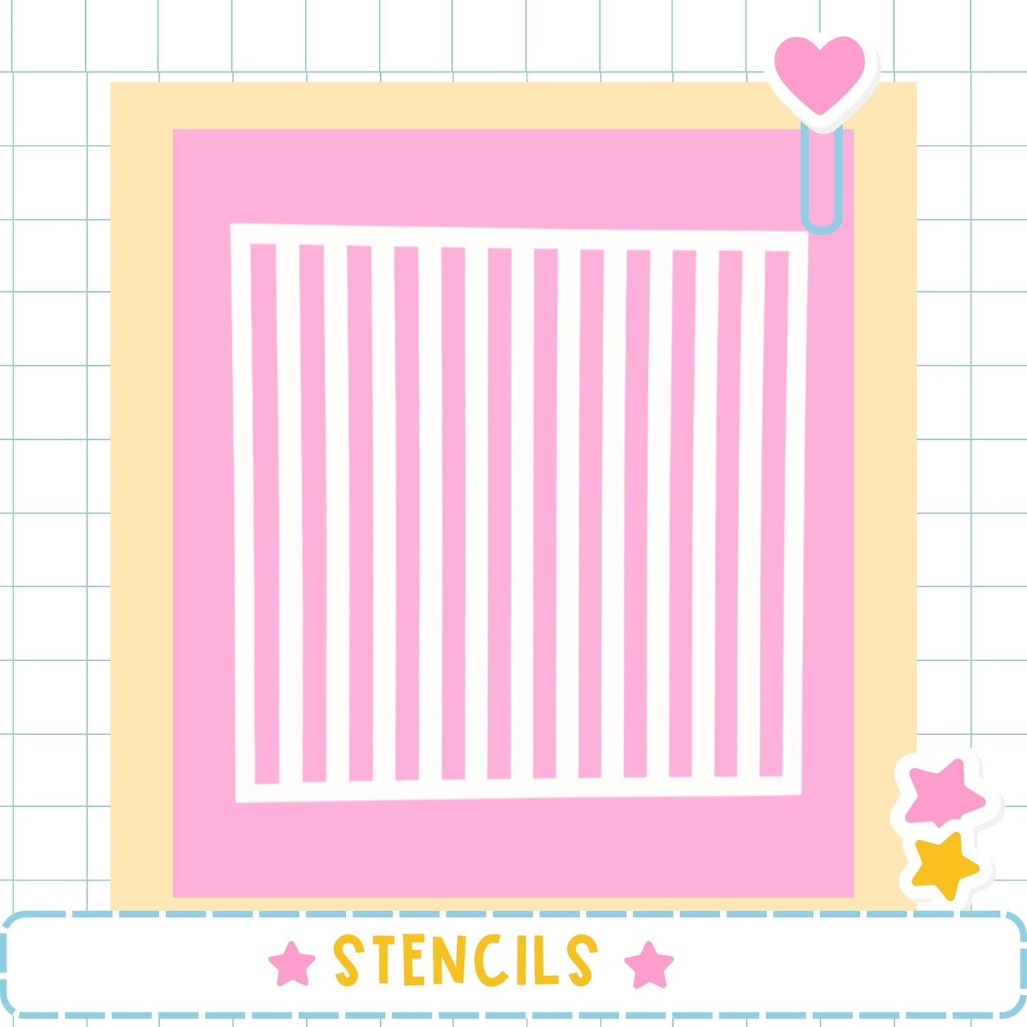 The image is a pink and yellow square with a heart-shaped object on the right side.