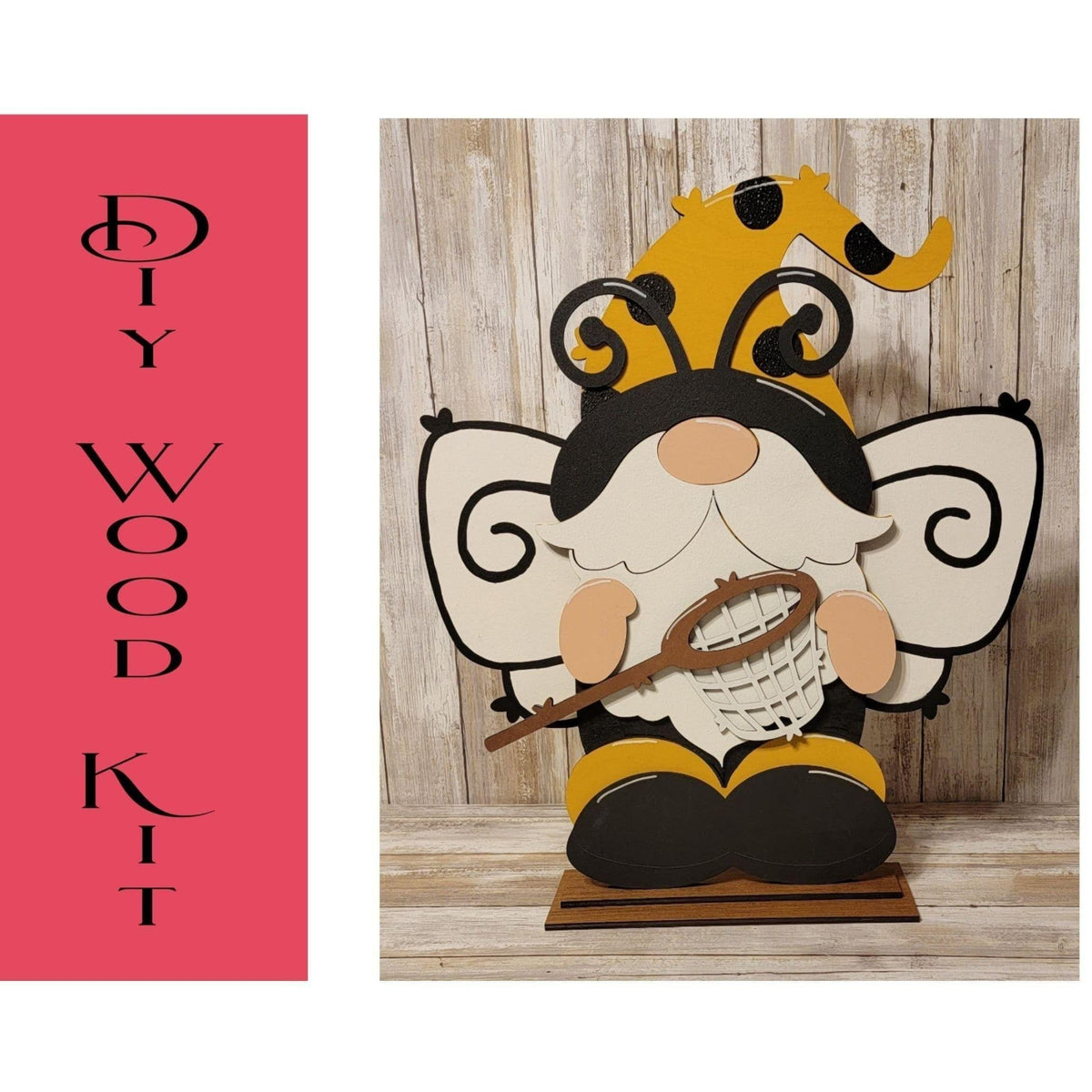 Standing Bee Gnome DIY Kit: Unfinished Garden Decor product image 3 from The Rustic Farmhouse
