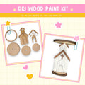 a picture of a wooden craft kit with a picture of a church