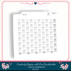 The image is a white stencil with a repeating pattern of skull and crossbones shapes.