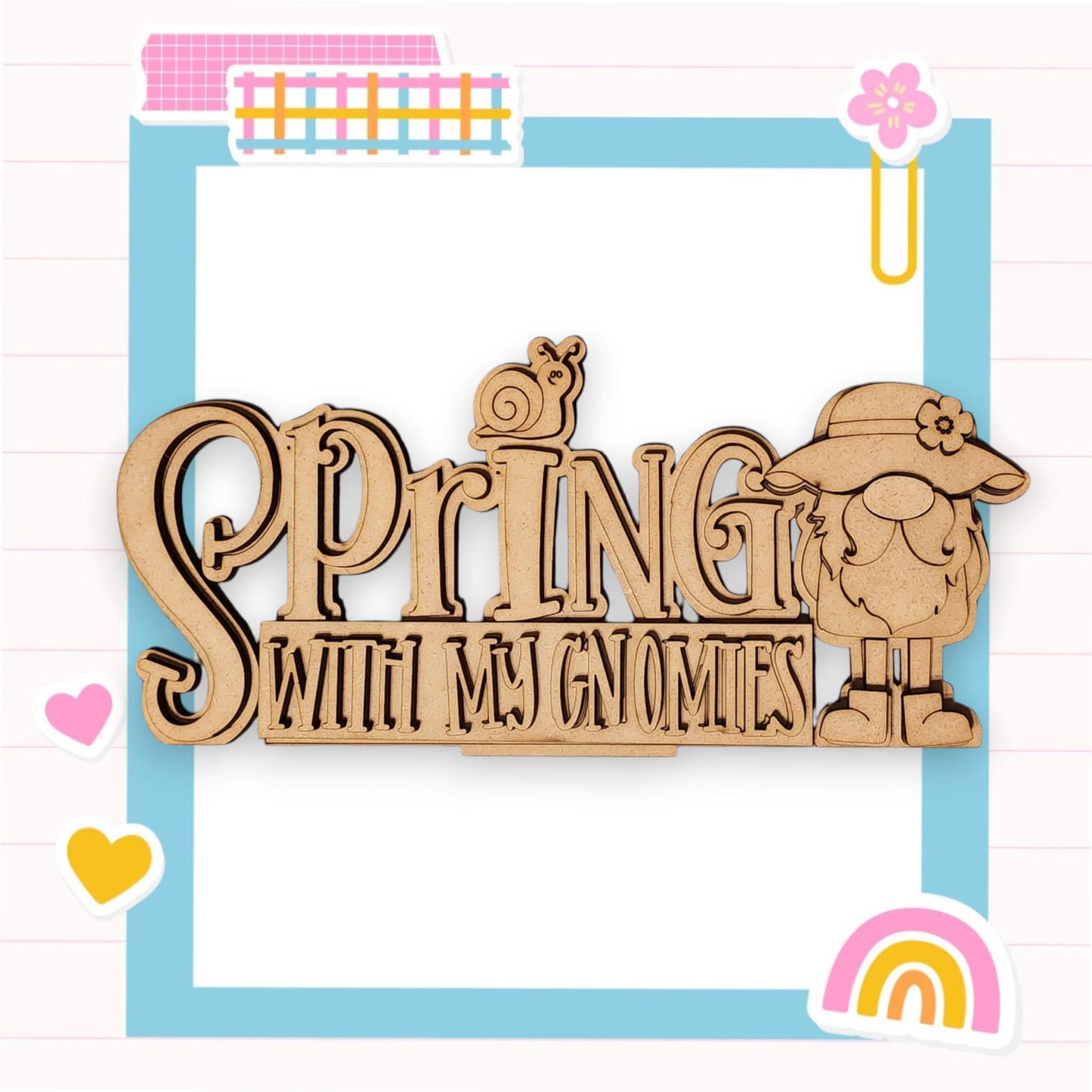 a wooden sign that says spring with my gnomes