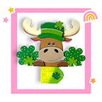 a st patrick's day card with a moose wearing a green hat