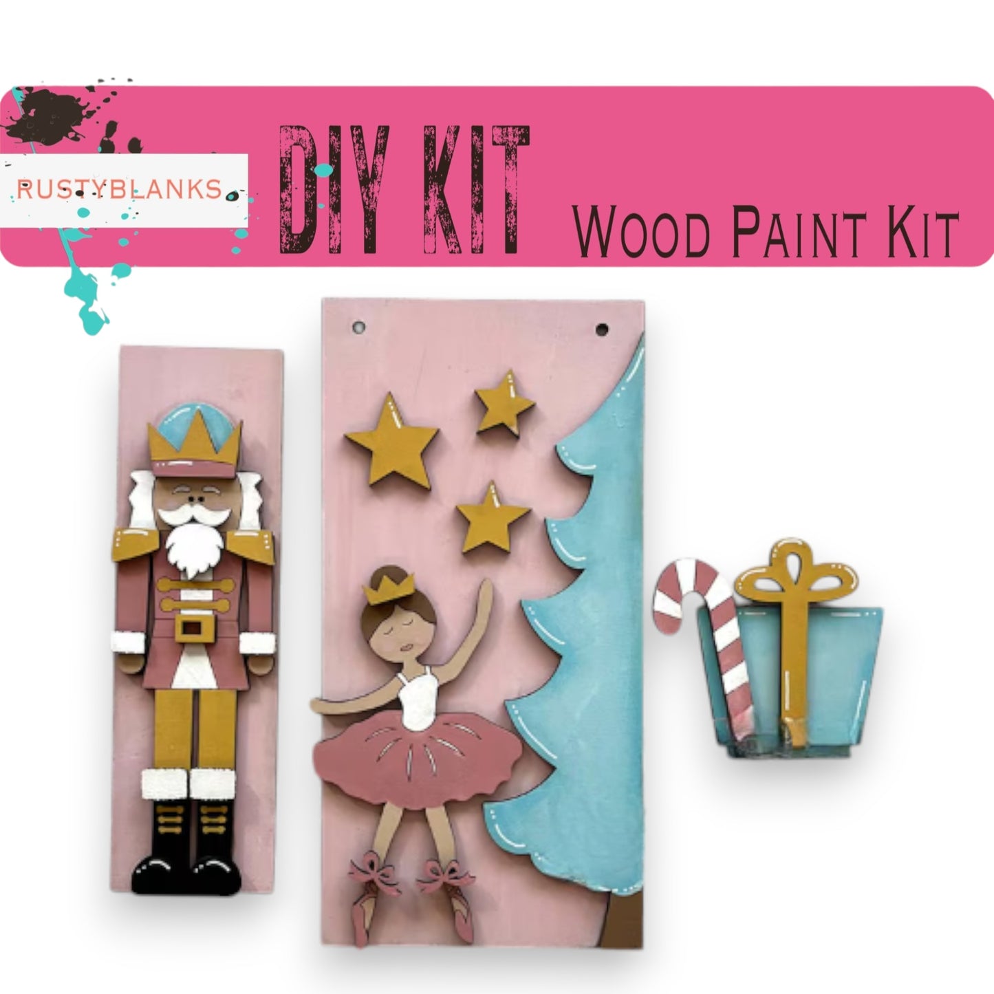 a wooden painting kit with a nutcracker and a nutcracker