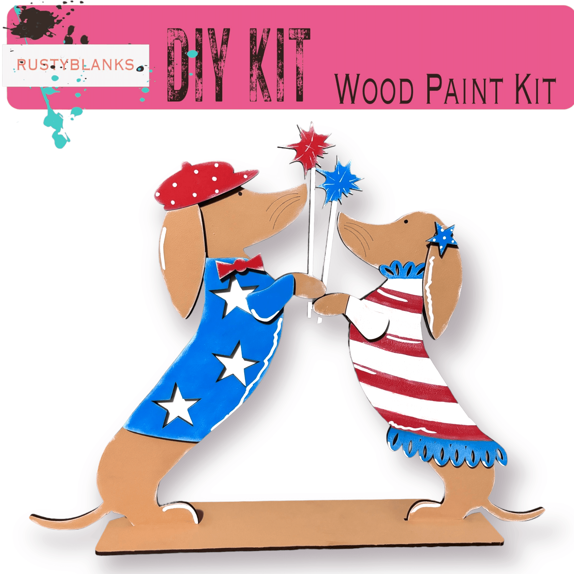 a wooden craft kit of a couple of dogs