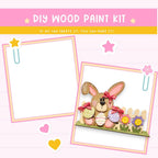 a card with a picture of a bunny holding a basket of easter eggs