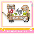 a picture of a wooden cart with a frog on it