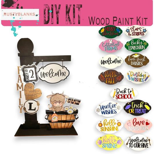 a picture of a wooden sign and a bunch of magnets