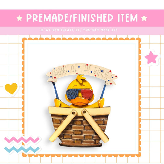 a picture of a duck in a basket