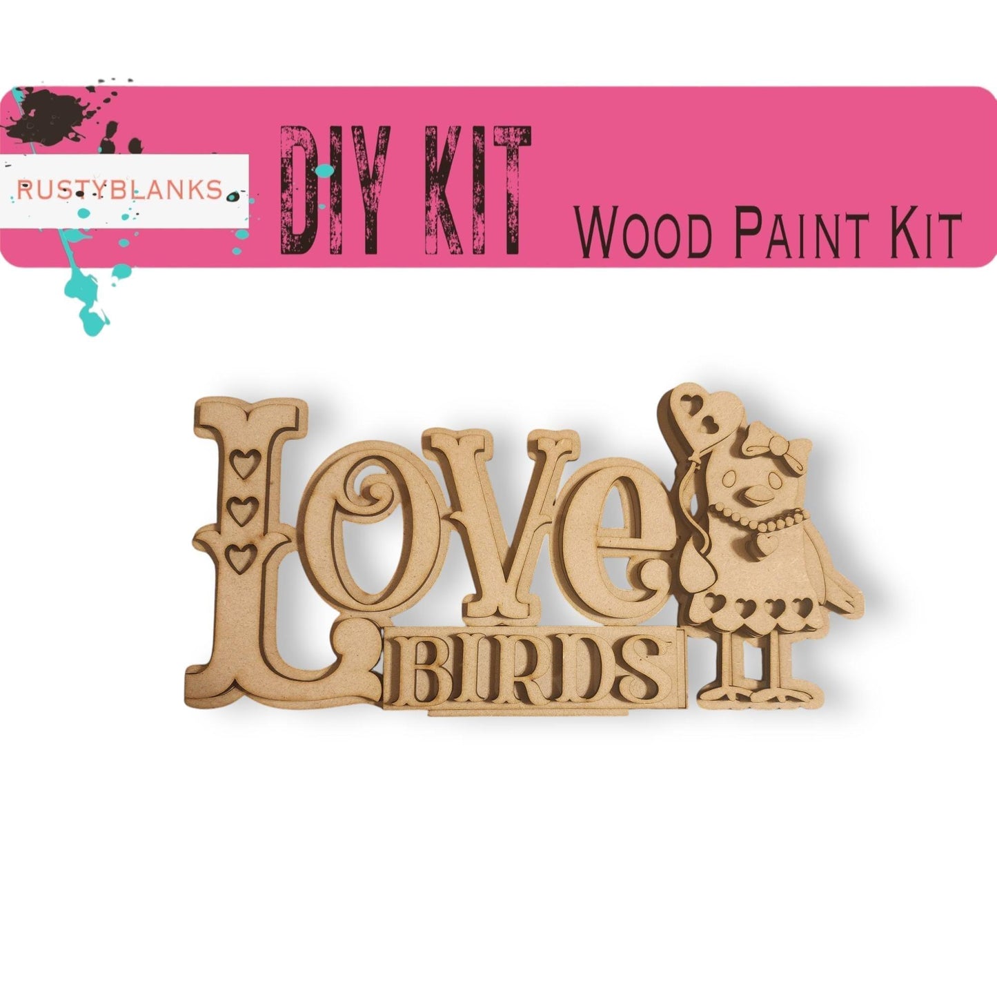 Love Birds Shelf Sitter, Standing Sign,  Wood Paint Kit