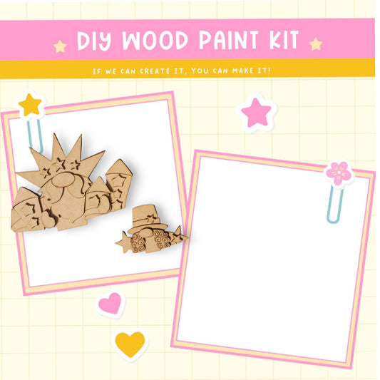 a wooden craft kit with a picture of a cat