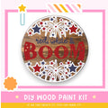 a wooden sign that says red white and boom