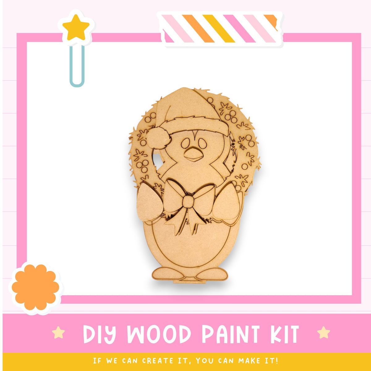 a wooden craft kit with a picture of a cartoon character