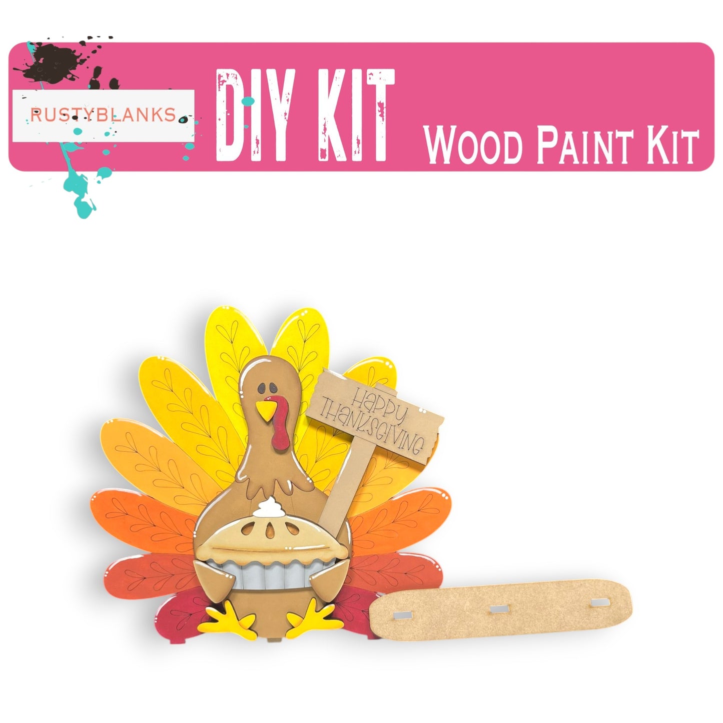 a picture of a turkey with a sign that says diy kit wood paint kit