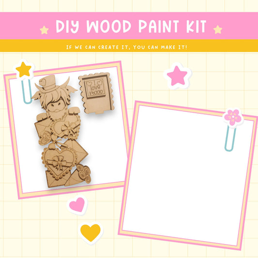 a wooden craft kit with a picture of a girl